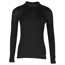 Chanel-Chanel Fitted Long Sleeve Top in Black Cashmere-Black