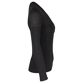 Chanel-Top aderente a maniche lunghe Chanel in cashmere nero-Nero