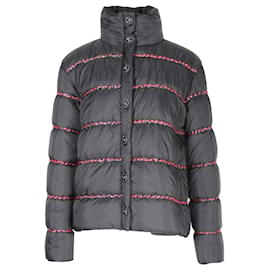Chanel-Chanel Trimmed Quilted Puffer Jacket in Black Polyamide-Black
