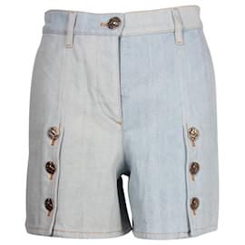 Chanel-Chanel Colorblock Button-Detail Shorts in Light Blue Cotton-Blue,Light blue