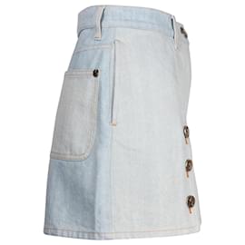 Chanel-Chanel Colorblock Button-Detail Shorts in Light Blue Cotton-Blue,Light blue