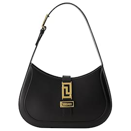 Versace-Greca Goddess Small Hobo Bag - Versace - Leather - Black-Black