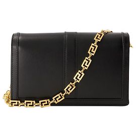 Greca Goddess Geldbörse mit Kette – Versace – Leder – Schwarz Schwarz