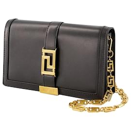 Versace-Greca Goddess Wallet On Chain  - Versace - Leather - Black-Black