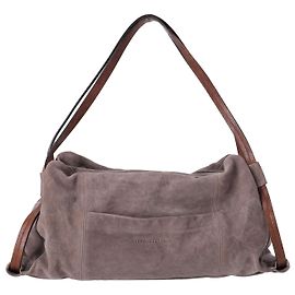 Brunello Cucinelli Cabas Épaule en Cuir Marron Taupe Marron