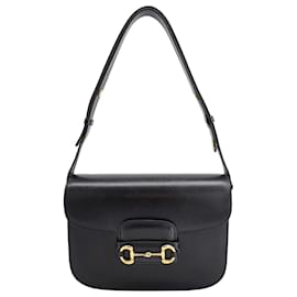 Gucci-Gucci Horsebit 1955 Shoulder bag in black leather-Black