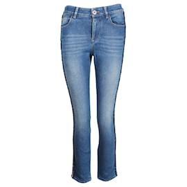 Chanel-Chanel Slim-Fit Denim-Jeans mit geflochtenen Seitenstreifen aus blauer Baumwolle-Blau