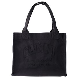 Borsa tote grande Easy - Ganni - Cotone - Nera Nero
