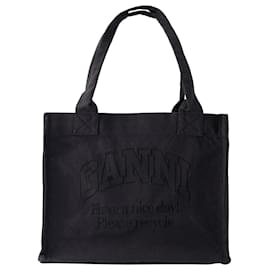 Ganni-Große einfache Tragetasche – Ganni – Baumwolle – Schwarz-Schwarz