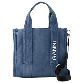 Bolsa pequena de compras de tecnologia reciclada - Ganni - Sintético - Denim Azul