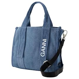 Ganni-Petit sac cabas en technologie recyclée - Ganni - Synthétique - Denim-Bleu
