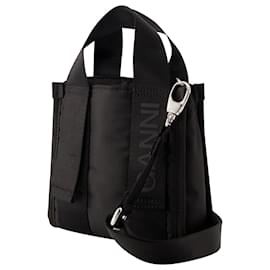 Ganni-Mini-Einkaufstasche aus recyceltem Tech-Material – Ganni – Synthetik – Schwarz-Schwarz