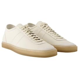Lemaire-Linoleum Basic Sneakers - Lemaire - Leather - White Clay-Black