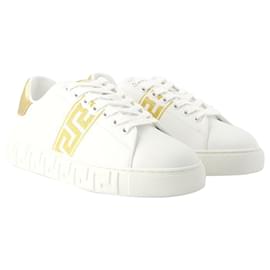 Versace-La Greca Sneakers – Versace – Stickerei – Weiß/Gold-Weiß