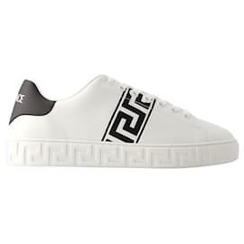 Versace-Greca-Sneaker – Versace – Leder – Weiß-Weiß