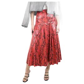 Msgm-Red and black snake print A-line skirt - size UK 10-Red
