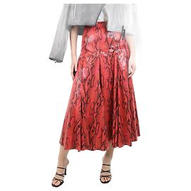 Msgm Rot-schwarzer A-Linien-Rock mit Schlangenmuster – Größe UK 10 Rot