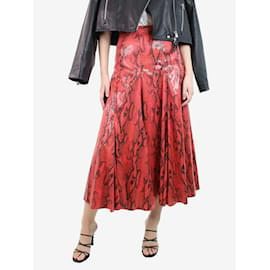 Msgm-Red and black snake print A-line skirt - size UK 10-Red