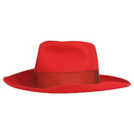 Borsalino-Red felt Fedora - size EU 58-Red