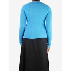 Ralph Lauren-Suéter tricotado azul brilhante com decote em V - tamanho M-Azul