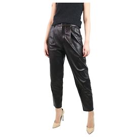 Anine Bing Schwarze Lederhose mit hohem Bund – Größe UK 12 Schwarz