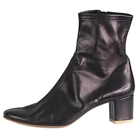 By Far-Black leather ankle boots - size EU 36-Black
