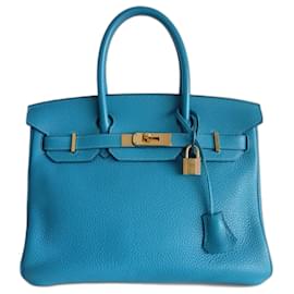Hermès-HERMES BIRKIN BAG 30 turquoise-Blue,Turquoise