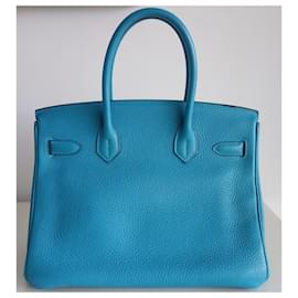 Hermès-HERMES BIRKIN BAG 30 turquoise-Blue,Turquoise