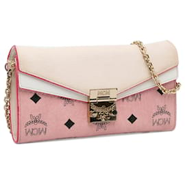 MCM-MCM Pink Visetos Millie Flap Leather Crossbody Bag-Pink