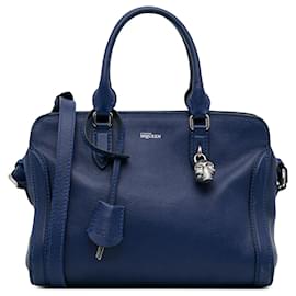 Alexander Mcqueen-Alexander McQueen Blue Skull Padlock Satchel-Blue