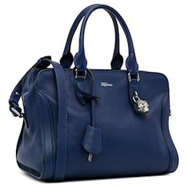 Alexander Mcqueen-Alexander McQueen Blue Skull Padlock Satchel-Blue
