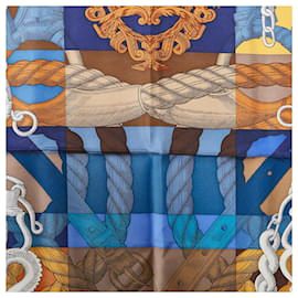 Hermès-Foulard en soie Hermes Della Cavalleria bleu-Bleu