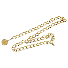 Chanel-Cinturón de eslabones con medallón CC dorado de Chanel-Dorado