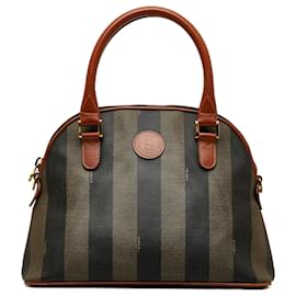 Fendi-Fendi Brown Pequin Sac à main-Marron