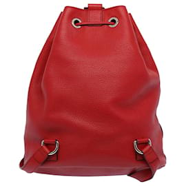 Gucci-GUCCI Soho Backpack Leather Red 368588 Auth FM2801-Red