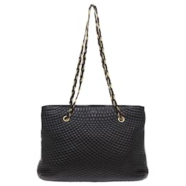 Bally-BALLY Quilted Chain Shoulder Bag Leather Black Auth yk8881-Black