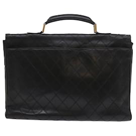 Chanel-CHANEL Business Bag Leather Black CC Auth bs8910-Black