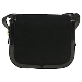 Céline-CELINE C Macadam Canvas Horse Carriage Shoulder Bag Black Auth bs8998-Black