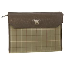 Autre Marque-Burberrys Nova Check Clutch Bag Nylon Canvas Brown Auth bs9092-Brown