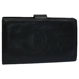 Chanel-CHANEL Wallet Caviar Skin Black CC Auth ep2037-Black