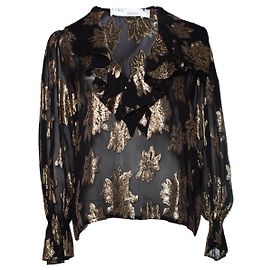 IRO, Blusa con volant labra in lurex nero e oro Nero D'oro