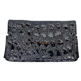 Pochette Givenchy en cuir verni noir Noir