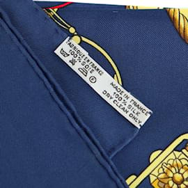 Hermès-Lenço de seda HERMES T.  Seda-Azul marinho