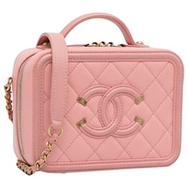 Chanel-Chanel Pink Small Caviar CC Filigree Vanity Bag-Pink