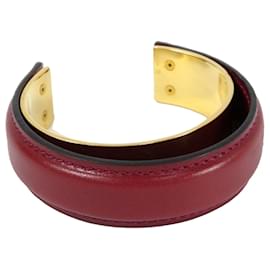 Hermès-Bracelet manchette en cuir rouge Hermes-Rouge