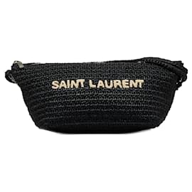 Saint Laurent-Saint Laurent Black Le Raffia Logo Shoulder Bag-Black
