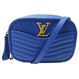 Louis Vuitton-NEW LOUIS VUITTON NEW WAVE BANDOULIERE BLUE LEATHER HANDBAG PURSE HANDBAG-Blue