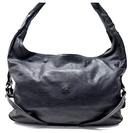 Burberry-SAC A MAIN BURBERRY PRORSUM KNOT HOBO CABAS CUIR NOIR LEATHER TOTE BAG-Noir