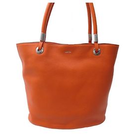 NOVA BOLSA LANCEL FLORE CABAS07115 BOLSA DE COURO COM SEMENTES LARANJA Laranja