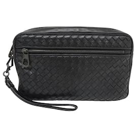 Bottega Veneta-BOLSA DE COURO BOTTEGA VENETA INTRECCIATO COM ALÇA PRETA BOLSA PRETA-Preto